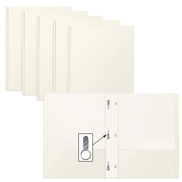 Better Office Products White Paper 2 Pocket Folders with Prongs, 50 Pack, Matte Texture, Letter Size Paper Folders, 50 Pack, with 3 Metal Prong Fastener Clips, White