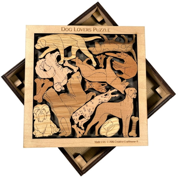 Creative Crafthouse Dog Lovers Wood Puzzle Art USA Made