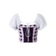 thumbnail image 3 of Sunloudy Tops cortos para mujer, cuello cuadrado, manga corta, contraste de color, estampado a cuadros, suéter, camisa de punto para damas jóvenes Sunloudy  S M L, 3 of 7