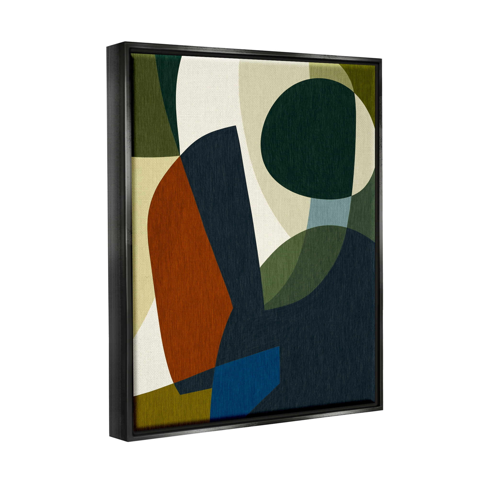 Stupell Industries Dark Geometric Pattern Abstract Painting Black Floater Framed Canvas Art Print Wall Art, 17 x 21