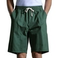 thumbnail image 2 of Men's Shorts Casual Men's Solid Fashion Casual Cotton Drawstring Elastic Waist Half Shorts Pants Wide Leg Shorts on Clearance, 2 of 8