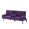 thumbnail image 2 of Gewnee Futon Sleeper Sofa Bed Modern Polyester Couch Convertible Folding Recliner Furniture with 2 Cup Holders for Guest Room,Living Room.Purple, 2 of 14