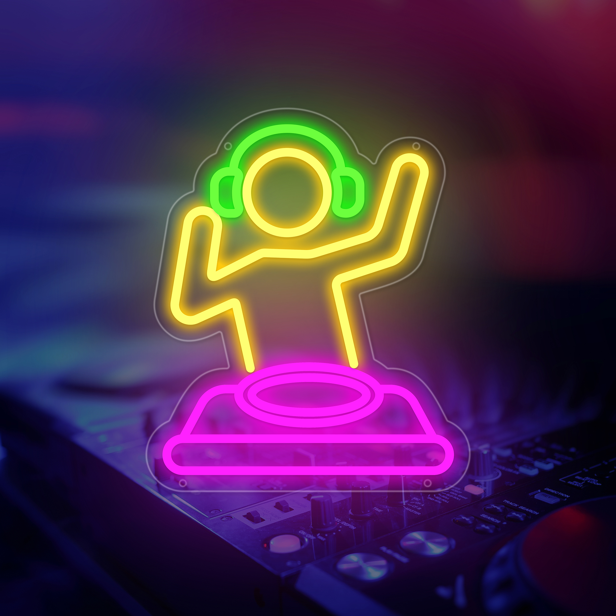 DJ Player Neon Sign for Bar, DJ Neon Light Sign for Man Cave, Dimmable LED Neon Light for Wall Decor, Reusable Light Up Sign for Boys and Girls, Neon Signs for Bedroom and Livingroom