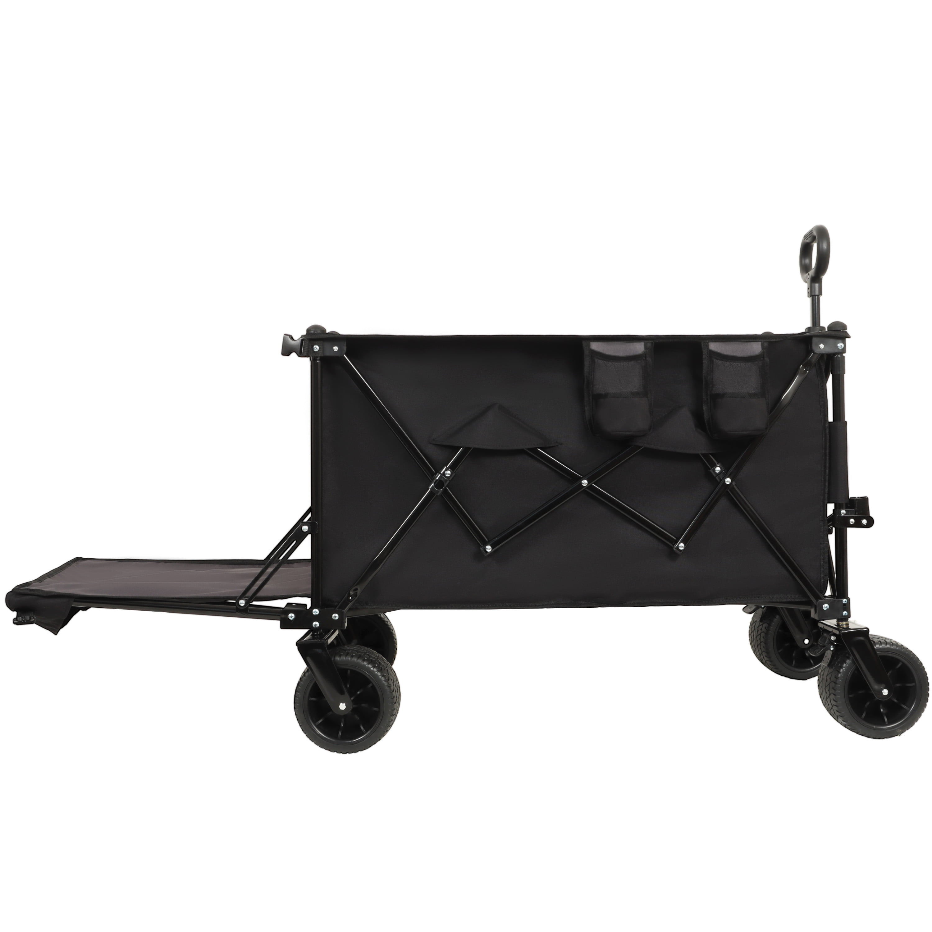 Foldable Wagon with Extended Tailgate, 480LBS Heavy-Duty All-Terrain Cart, Large Beach Wheels, Expandable Utility Wagon for Outdoor Activities