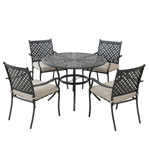 Sunjoy Minnesota Collection 5 Piece Black Aluminum Lattice Dining Set With Beige Seat Cushions Com - Sunjoy Patio Furniture Cushions Sunjoy Minnesota Collection 5 Piece Black Aluminum Lattice Dining Set With Beige Seat Cushions Com - Sunjoy Patio Furniture Cushions