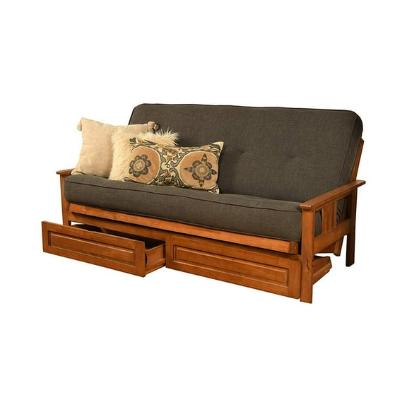 Kodiak Furniture Monterey Full Futon with Linen Fabric Mattress in Gray/Barbados
