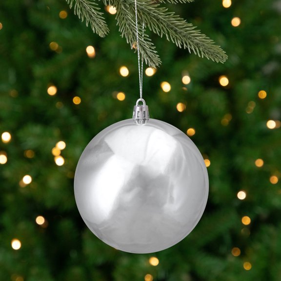 Northlight Shiny Silver Shatterproof Christmas Ball Ornament 4" (100mm)
