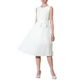 thumbnail image 2 of INSPIRE CHIC Women's Sleeveless Pleated Dress Tie Waist Casual Office A-Line Dresses S White, 2 of 5