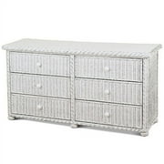 White Wicker 6 Drawer Dresser