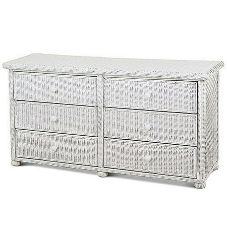 White Wicker 6 Drawer Dresser