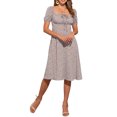 thumbnail image 2 of Vestido de mujer con fruncido, escote cuadrado, dobladillo con volantes y estampado floral L en púrpura polvo, 2 of 6