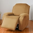 thumbnail image 4 of 4 Pieces Stretch Velvet Recliner Covers, Thicker Soft Plush Recliner Chair Slipcover with Side Pockets, Luxury Dog Cat Pets Proof Reclining Protector (Recliner, Camel), 4 of 6