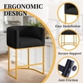 thumbnail image 5 of CRERIYO 26" H Counter Height Bar Stools Set of 1, Fabric Upholstered Modern Barrel Accent Stools with Metal Frame, Black-Golden Leg, 5 of 6
