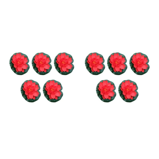 Youkk 5x Realistic Float Foam Lotuses Wide Application Easy To Clean Eco-friendly bright red 2Set