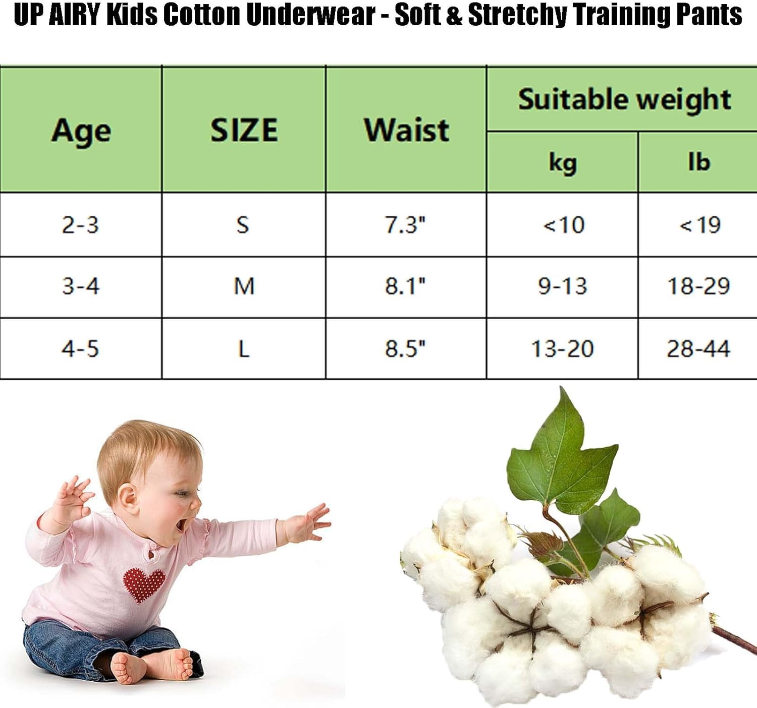 Upairy Training Pants for Boys and Girls, Up Airy Potty Training Underwear, 100% Cotton Washable Underwear (4PCS-D,Small)