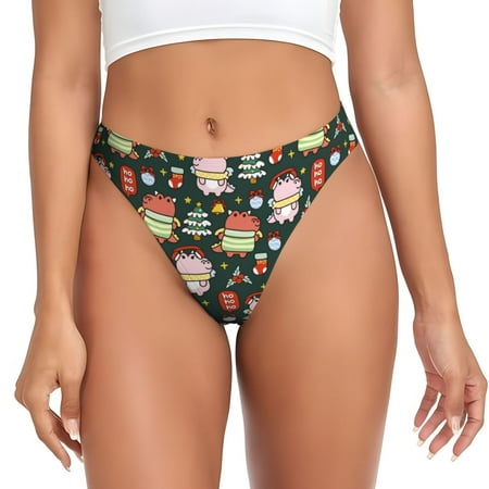 Qokaie Dragon With Hohoho Printed Women s Cotton Thong Underwear  Sexy Breathable Panties G-string-X-Small