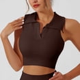thumbnail image 2 of Women's Sleeveless Turndown Collar Solid Color Comfy Daily Tank Tops Casual Workout | CSEONE,Coffee L, 2 of 6