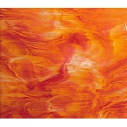 OCEANSIDE STAINED/FUSING GLASS SHEETS - WHITE/ORANGE-RED FUSIBLE (Large 12" x 16")