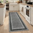 thumbnail image 2 of HIWEAVER Dark Gray 2' x 6' Scalloped Washable Runner for Hallway Modern Solid Bordered Carpet for Kitchen Non-Slip Stain Resistant Accent Throw Mat for Dining Room Home Decor, 2 of 6