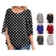 thumbnail image 5 of Camiseta de Mujer Media Manga Dividida Capas Dobles Tipo Suelto Top de Verano para El Trabajo Uso Diario Estampado de Puntos Negro XXL Ticfox, 5 of 6