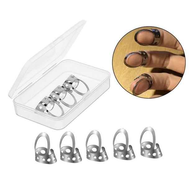 8 púas de material acero inoxidable para guitarra acústica, eléctrica, clásica, ukelele, banjo, púas, púas, de uñas con estuche de almacenamiento Plata grande Hugo púas de dedo