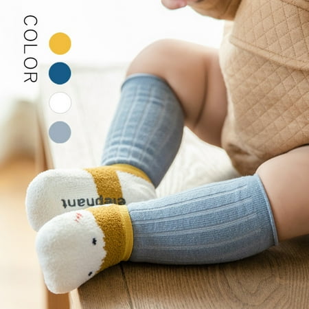

Naturegr 1 Pair Baby Socks Anti-skid Bottom High Elastic Unisex Kids Long Knee Socks for Winter