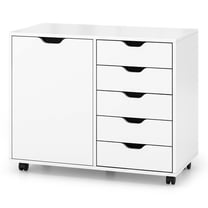 Topbuy 5-Drawer Modern Mobile Side Cabinet Lateral Filing Storage Chest with Wheels