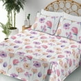 thumbnail image 3 of Ambesonne Floral Fitted & Flat Sheet with Shams 4 Pcs Set, Simple Flowers Romance Print, Full, Pink Pale Yellow and Blue, 3 of 5