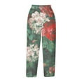 thumbnail image 3 of Boho Floral Print Women's Summer Casual Beach Pants Loose Fit Straight Wide Leg Capris Comfy High Waist Capri Pants, 3 of 5