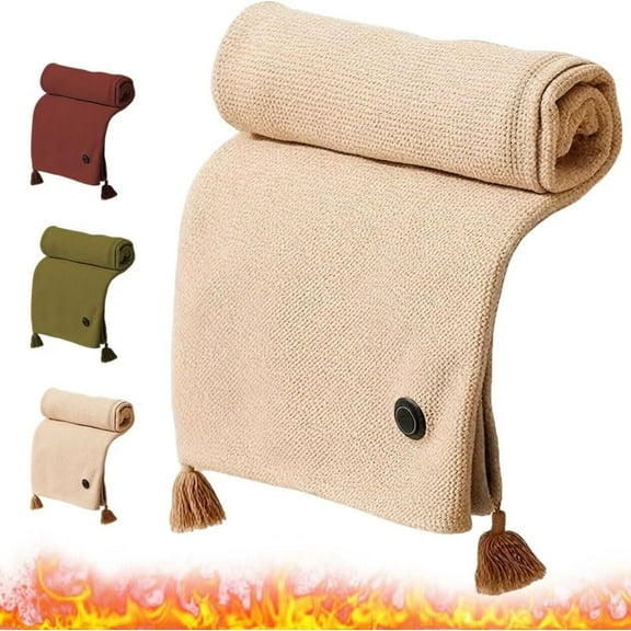Portable Heated Shawl － 2025 New USB-Powered Electric Heating Blanket Wrap, 3 Temperature Settings, Fast Heating Wearable Shawl for Home, Office, Travel, and Camping