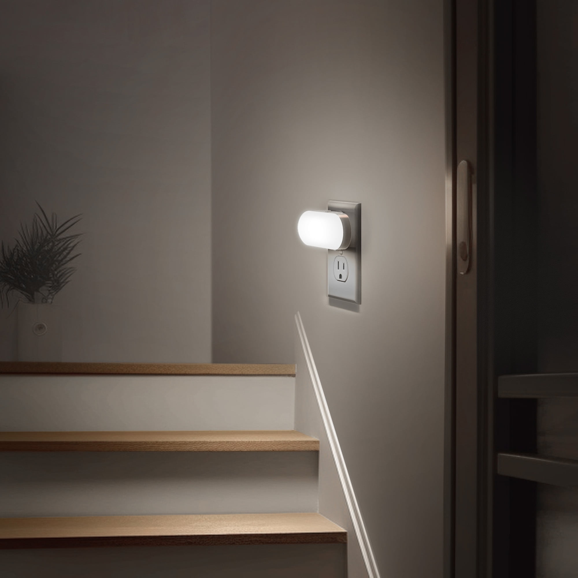 LOHASLED 2 Pcs 5000K Dimmable Cool White Night Light with Light Sensor