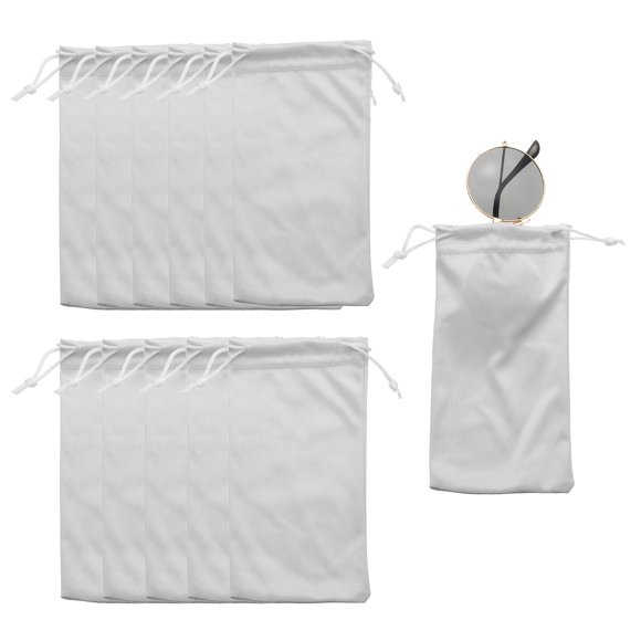 12 Piezas Fundas de Microfibra para Gafas 7" x 3.5" Funda para Gafas de Sol Portátil con Cordón para Teléfono Móvil (Gris)