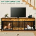 thumbnail image 6 of Dextrus Dog Crate Furniture Large Breed with Dog Feeder, 74.8" Inch Wooden Dog Kennel Furniture Indoor Heavy Duty Dog Crate with Drawers, TV Cansole Table2 Room Divider for 2 Medium Large Dogs, 6 of 6