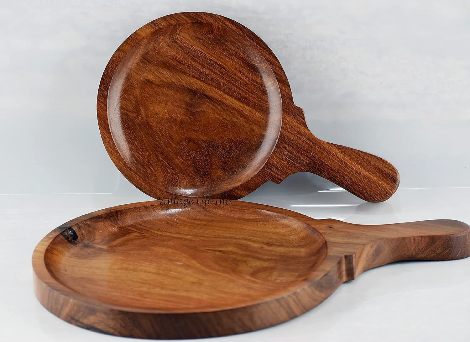 Set of 2 Bread Board, French Small & Medium Circular Bread Board, Charcuterie Board, Cheese Board, Made of Single piece of Wood