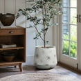 thumbnail image 2 of LuxenHome 14.5" Dia Rustic Off White with Brown Accents Tall Round Planter Pot, 2 of 9