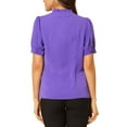thumbnail image 4 of Allegra K Women's Ruffle V Neck Puff Sleeve Blouse Button up Casual Tops, 4 of 7