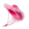 thumbnail image 3 of Costyle Pink Cowgirl Hat with Fluffy Feathers Novelty Cowboy Hat Party Costume Accessories, 3 of 3