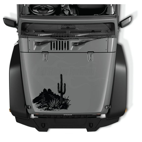 AnyStickerYouWant - Mojave Cactus Dessert Runner Scene Vinyl Decal Sticker 7, 22" Tall Waterproof Vinyl Hood Decal - Fits on & Compatible with Jeep Wrangler and Most Jeep Models