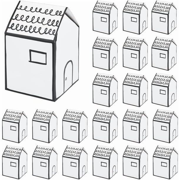 25 cajas de regalo con forma de casa de 8,4 x 8,4 x 14 cm, de papel blanco, para dulces, cajas de cartón para bodas, baby showers, fiestas de cumpleaños.