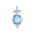 thumbnail image 2 of Mauli Jewels Engagement Necklace for Women 1.60 Carat Emerald Shaped Blue Topaz and Diamond Pendant 4-prong 10K White Gold|Silver Chain, 2 of 4