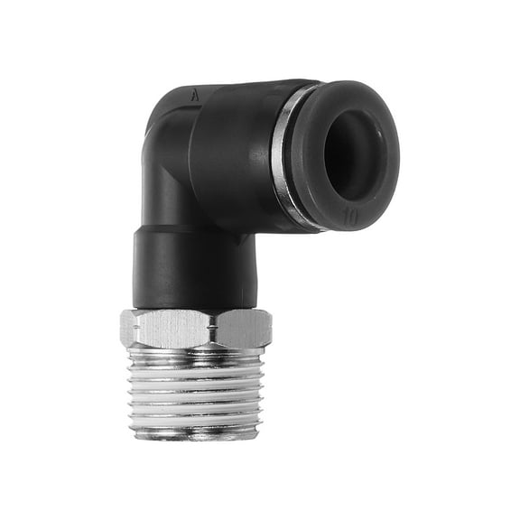 Uxcell Push to Connect Fittings 3/8 to NPT3/8 Male Plastic Elbows Fitting Black
