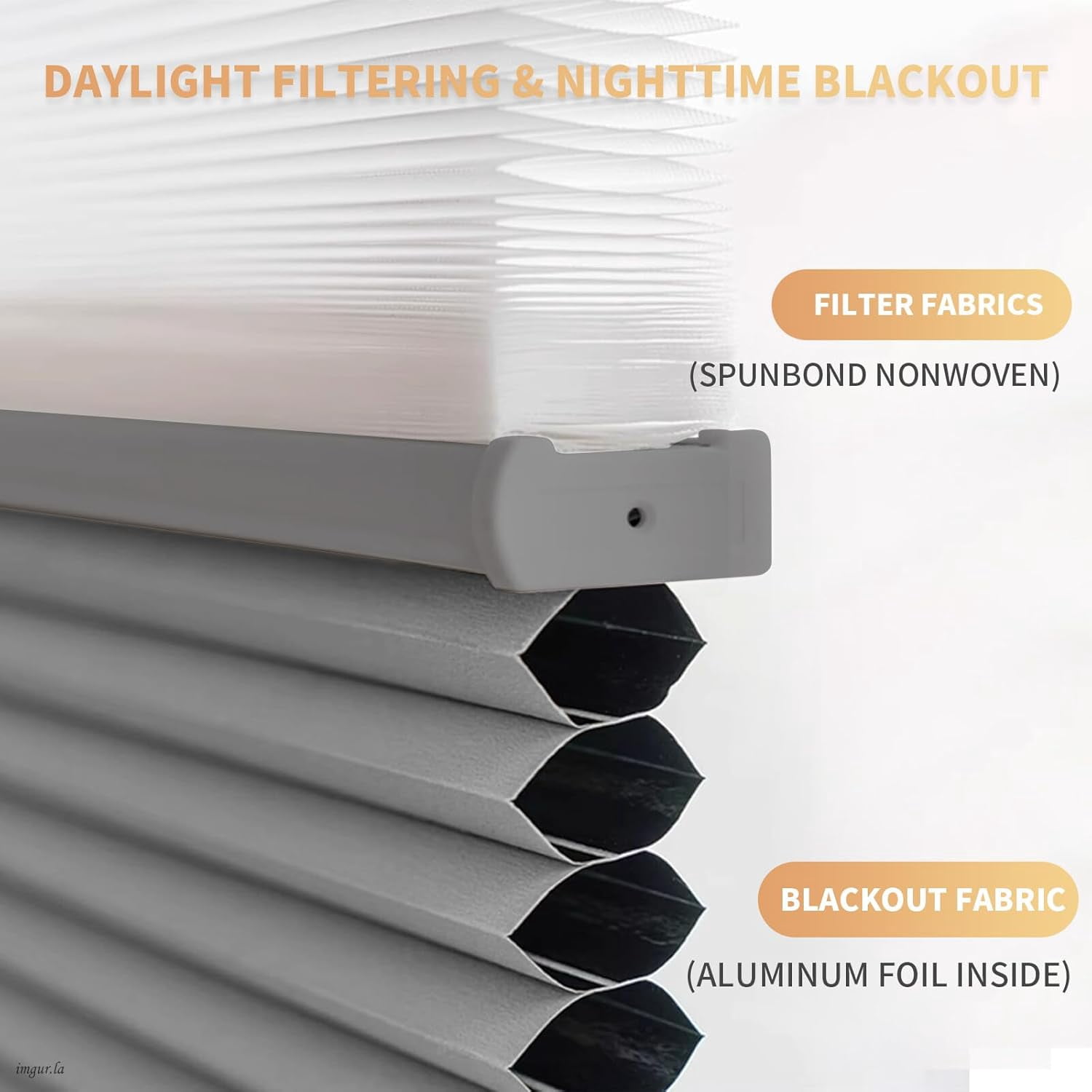No Drill No Tools Cellular Shades Top Down Bottom Up Honeycomb Blinds Blackout Cordless Window Blinds Easy to Install Cellular Shade for Windows,Blackout Light Gray,32.5" W x 48" H