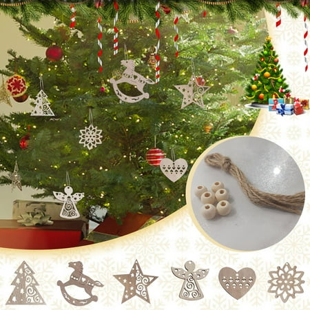 

Yohome 6Pcs Christmas Snowflakes Wooden Pendants Xmas Tree Ornaments Home Hanging