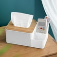 thumbnail image 6 of Clearance! Under $10 Multifunctional Desktop Tissue Box Simple Household Wooden Cover Paper Box with Compartmental Remote Control Stationery Tissue Sto, 6 of 7