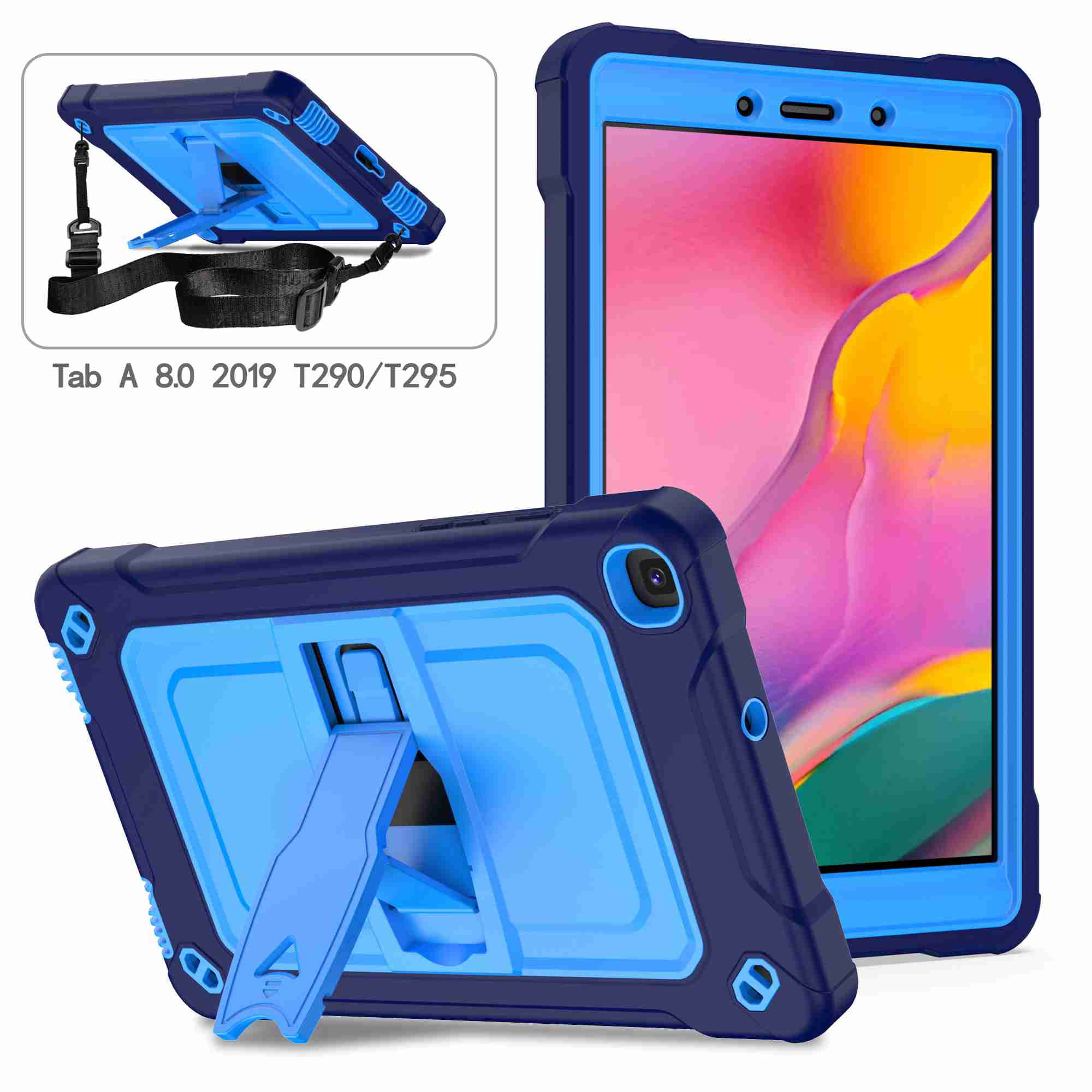 Samsung Galaxy Tab A 8.0 Case 2019 for Kids Galaxy Tab A 8.0 Case SM-T290/T295/T297 with Kickstand & Screen Protector Blosomeet Shockproof Protective Cover w/Hand Shoulder Strap Green 