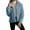Blue, variant on Women's Double-Sided Fleece Coat, Twisted Embossed Pattern Jacket, Plush Thermal Winter Outerwear, Soft Textured Long Sleeve Overcoat, Cozy Stand Collar Warm Layer Black L