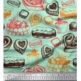 thumbnail image 1 of Soimoi Crepe Silk Fabric Burger & Fruit Cake Food Fabric Prints By Yard 42 Inch Wide, 1 of 1