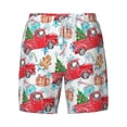 thumbnail image 4 of Lsque Mens Swim Trunks Watercolor Red Truck And Fir Tree Pattern - Bathing Suit Compression Liner - Beach Swim Shorts Swimwear - (S-3XL) - Stretch Quick Dry -Small, 4 of 9