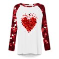thumbnail image 4 of Tejiojio Women Casual Loose Fit Tunic Top Baggy Comfy Graphic Blouse Valentine's Day Printed Pullover with Shoulder Sleeves Long Sleeved Shirts, 4 of 5