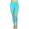 thumbnail image 4 of ToBeInStyle Women's Slashed Fishnet Footless Tights - Turquoise - One Size, 4 of 4